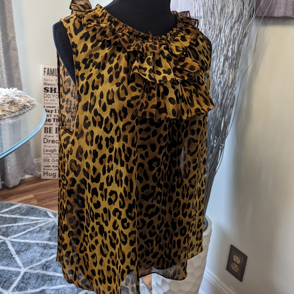 Leopard ruffle blouse